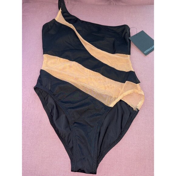 Norma Kamali Snake Mesh Mio One Piece Swimsuit in Black & Nude X-Small New Women - Picture 5 of 15